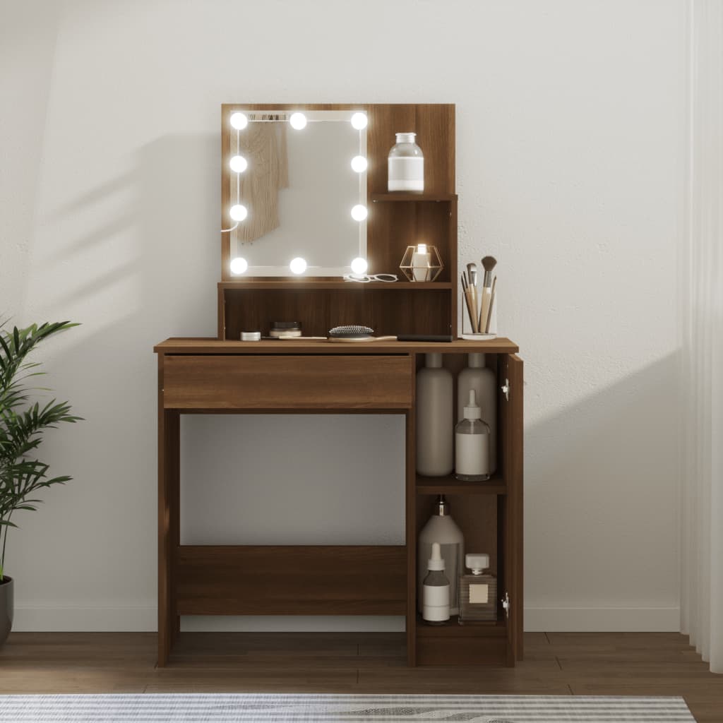SOLOM@Coiffeuse avec LED noir 86,5x35x136cm Sep87884