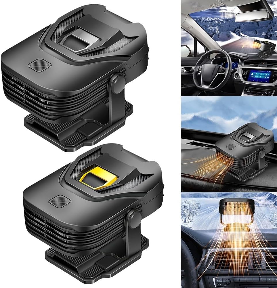 Przenośny ogrzewacz samochodowy 12 V 150 W, przeciwmgielny, odmrażacz szyby przedniej do szybkiego ogrzewania i chłodzenia (czarno-złoty) - 6