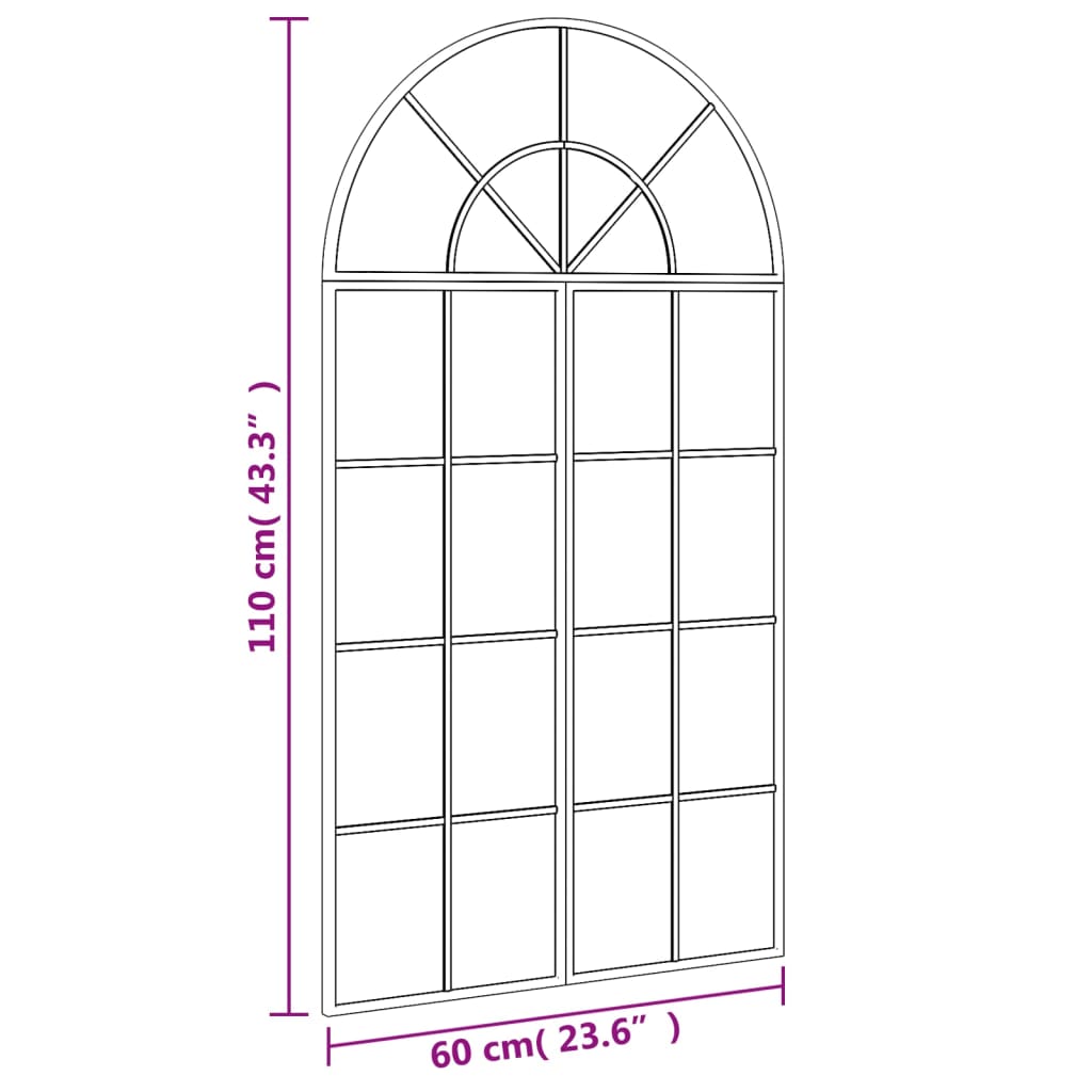 Miroir mural noir 60x110 cm arche fer vidaXL - 3