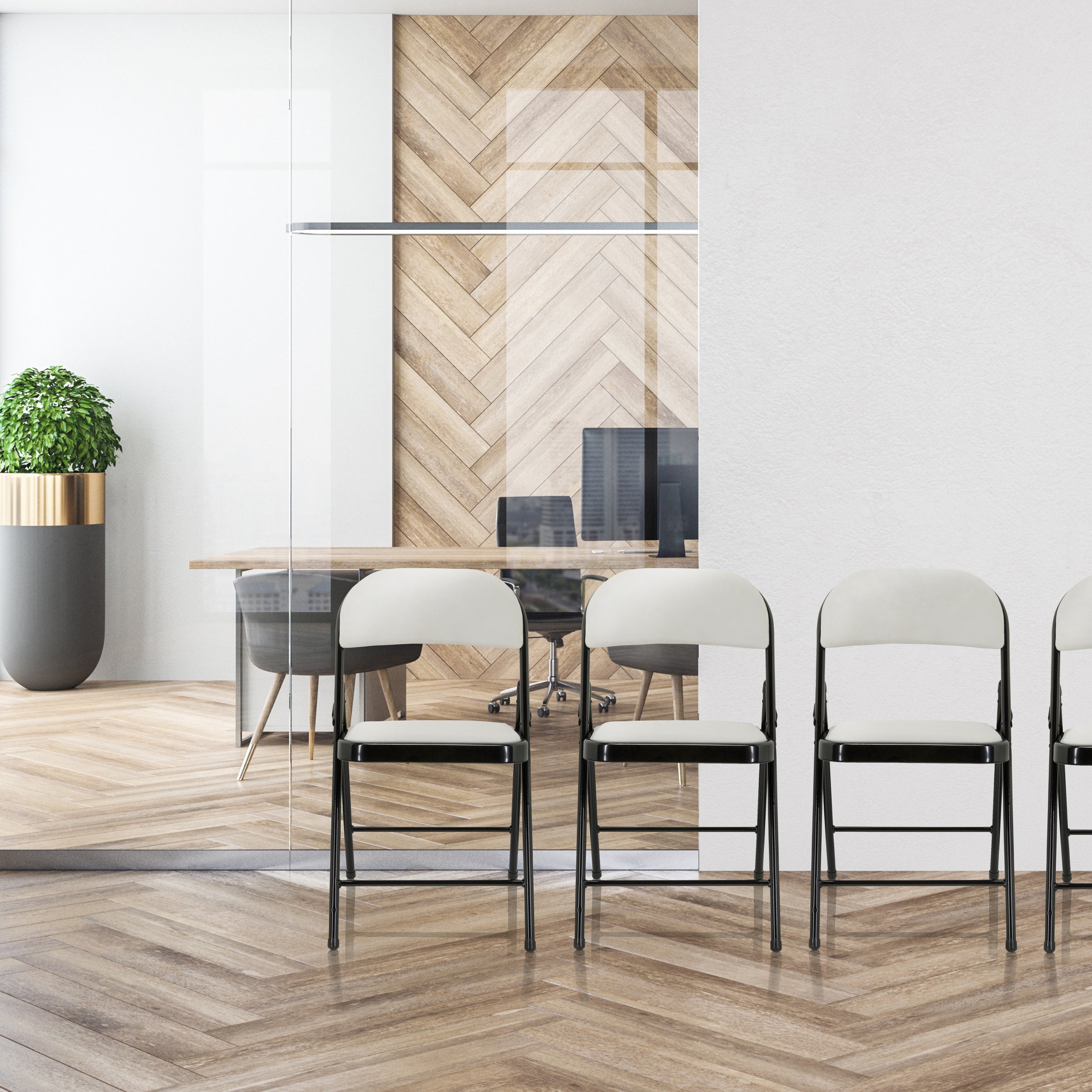 Sedia da conferenza / Sedia pieghevole / Sedia da visitatori TUDELA I velluto bianco hjh OFFICE - 5