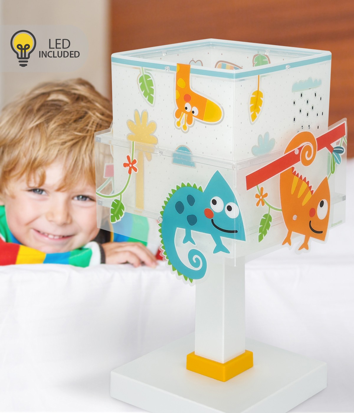 Lampka nocna LED Happy Jungle - Kameleon Zwierzęta dla dzieci