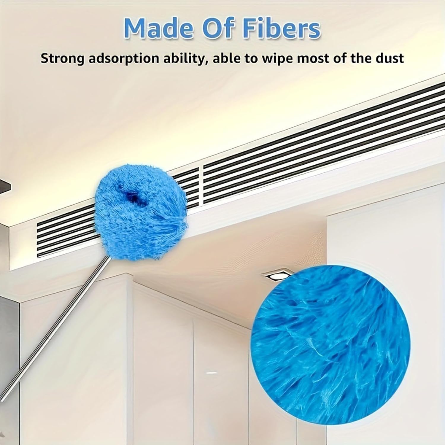Extendable Feather Duster, Household Furniture Dusting Tool, 12.99x31.5 inches Telescopic Dust Remover with Bendable Head for Cleaning Ceiling Fans - 4