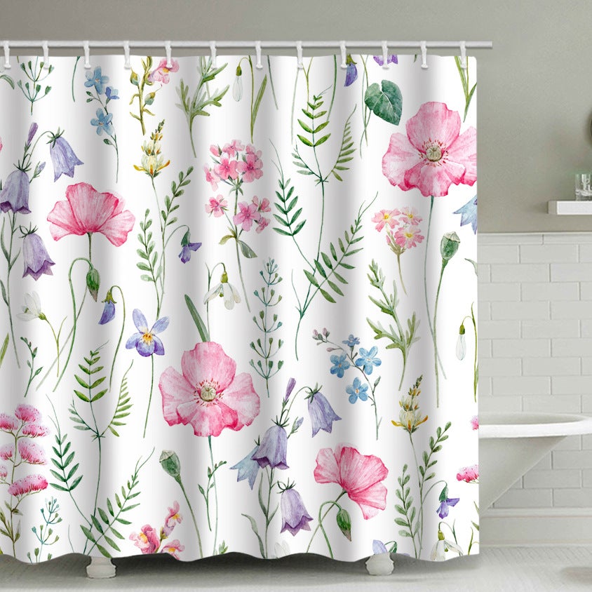 Ahlsen Rideau De Douche 180x200 Anti Moisissure Rideau Baignoire Beige Rideau Douche Lavable Machine Motif Botanique Coloré Avec Trous Shower Curtain Tissu Rideaux Salle De Bain Avec 12 Crochet