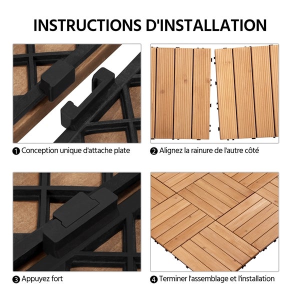 Lot de 27 Caillebotis Bois Exterieur Bois Naturel 5 lattes Yaheetech - 6