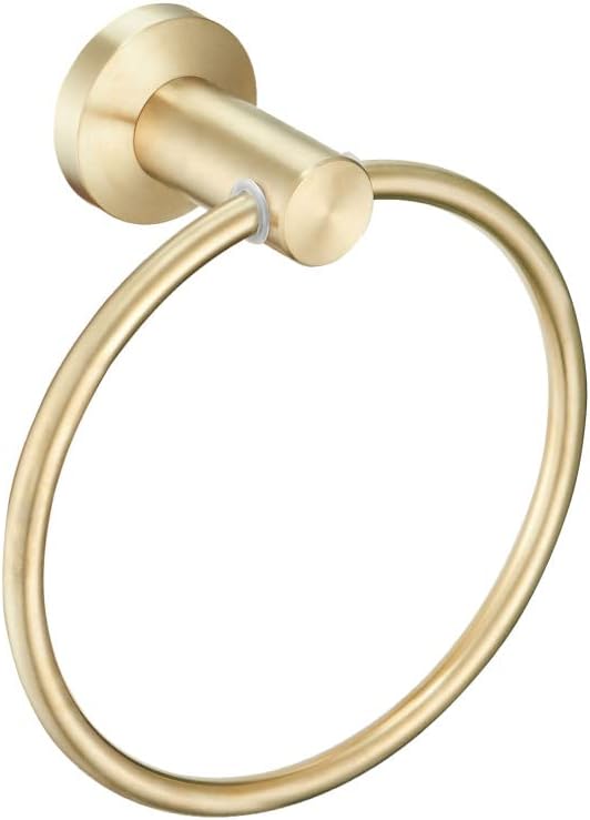 Nowoczesny wieszak na ręczniki ze stali nierdzewnej, szczotkowany złoty (średnica 16 cm*1), montowany na ścianie