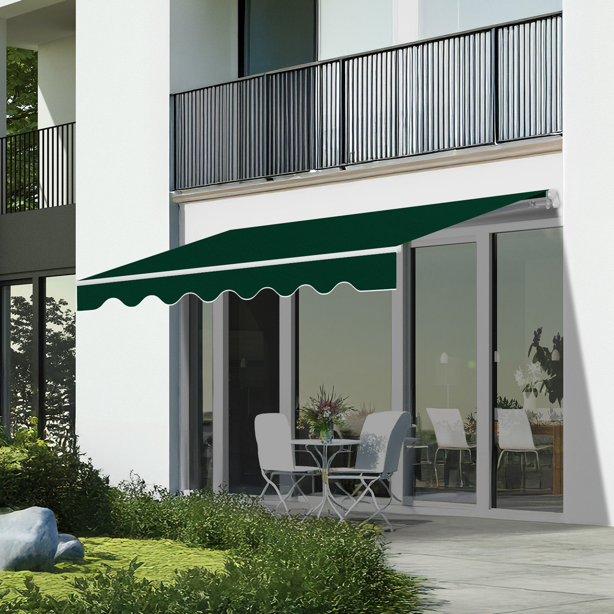 Toldo de jardín manual 4x2,5m Verde - Lona Poliéster – Estructura ...