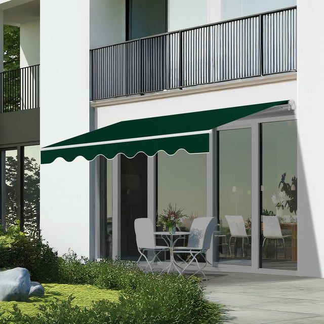 Toldo Manual Retrátil 4x2,5m Verde - Lona Poliéster – Estrutura Alumínio Inclinável Regulável