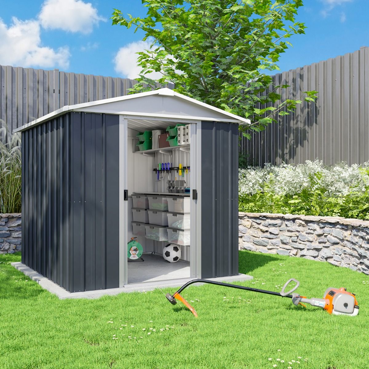 Abri de jardin métal anthracite Yardmaster 2,3 m² + kit d'ancrage - 4