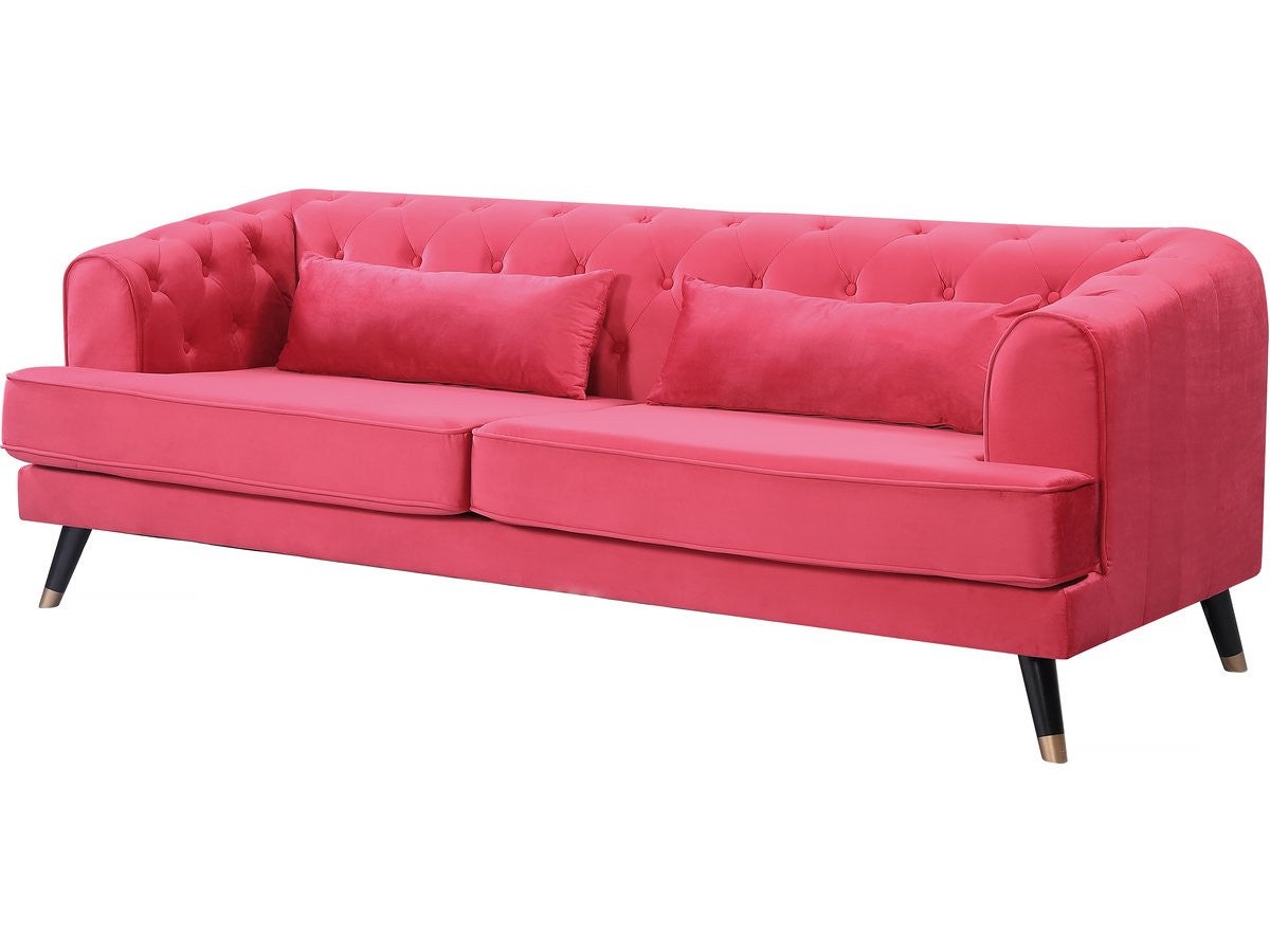 Naprawiono aksamitna sofe "Gloria" - 216 x 86 x 76 cm - 3 miejsca - Czerwona