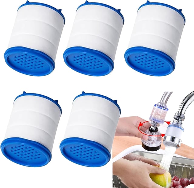 Lot de 5 cartouches filtrantes de rechange pour robinet - Filtre à eau en coton PP - Filtre anti calcaire, Filtre calcaire, Adoucisseur d'eau dure