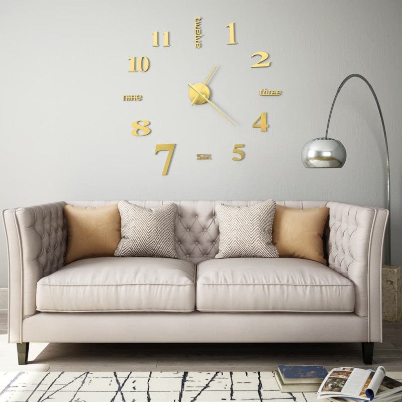 Reloj de pared 3d vidaxl diseño moderno 100 cm xxl dorado