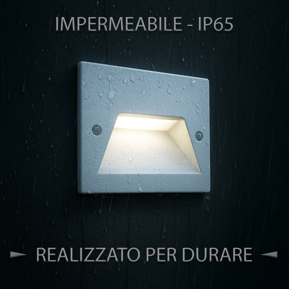 Faretto LED segnapasso da incasso 3W luce regolabile IP65 esterno compatibile con scatola 503 in alluminio opalino in mm H53 L93 P35 Bianco - 4