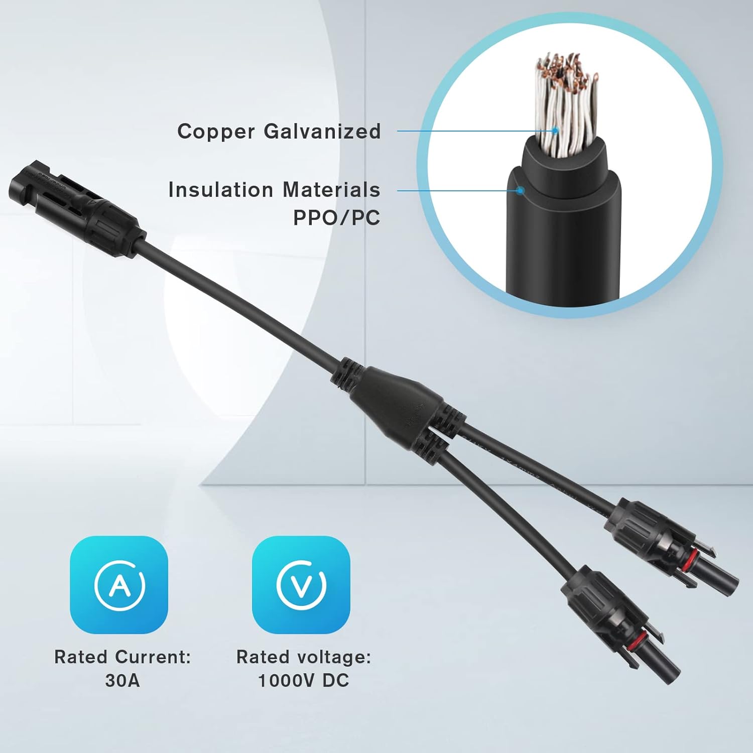 Conector profissional para cabo de painel solar, conector Y de 1 para 2 derivações, adaptador solar. - 3