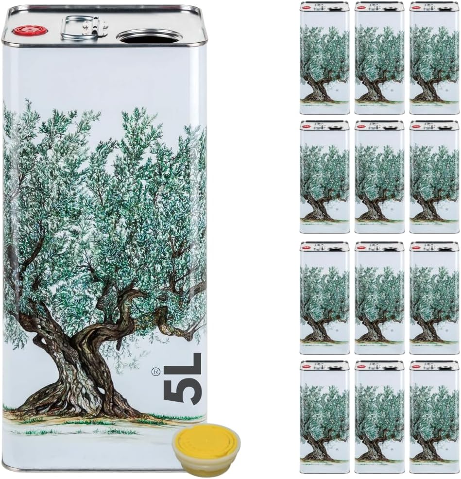 Acquaverde | 1 Lattina per Olio di Oliva, Latta Bianca con Albero, in Metallo, Contenitore Alimentare da 5 Litri con Doppio Tappo e Maniglia | Leroy Merlin
