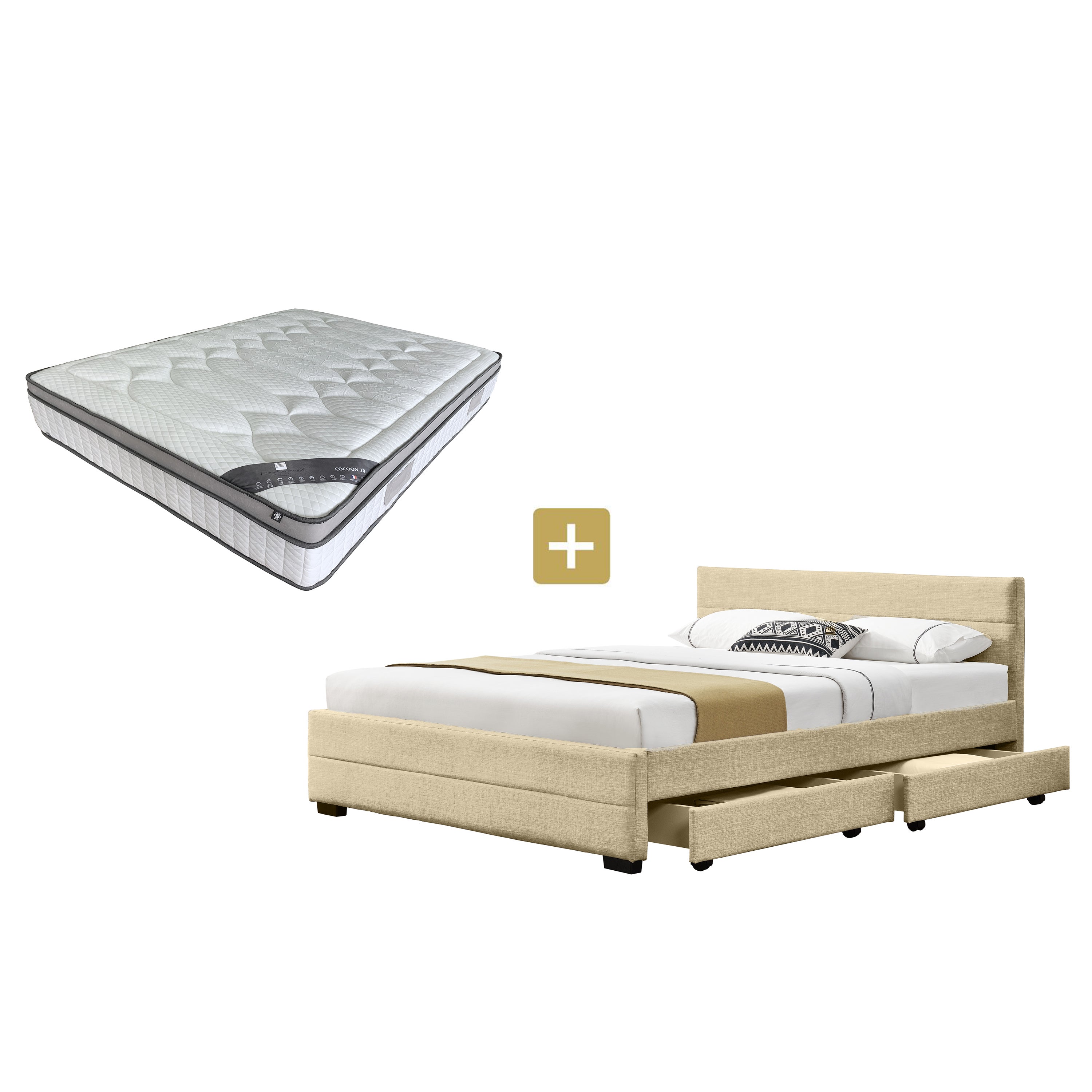 Ensemble Ivar Lit Lin Sable 180 X 200 Cm Matelas Cocoon 28 Cm Leroy ensemble-ivar-lit-lin-sable-180-x-200-cm-matelas-cocoon-28-cm-leroy