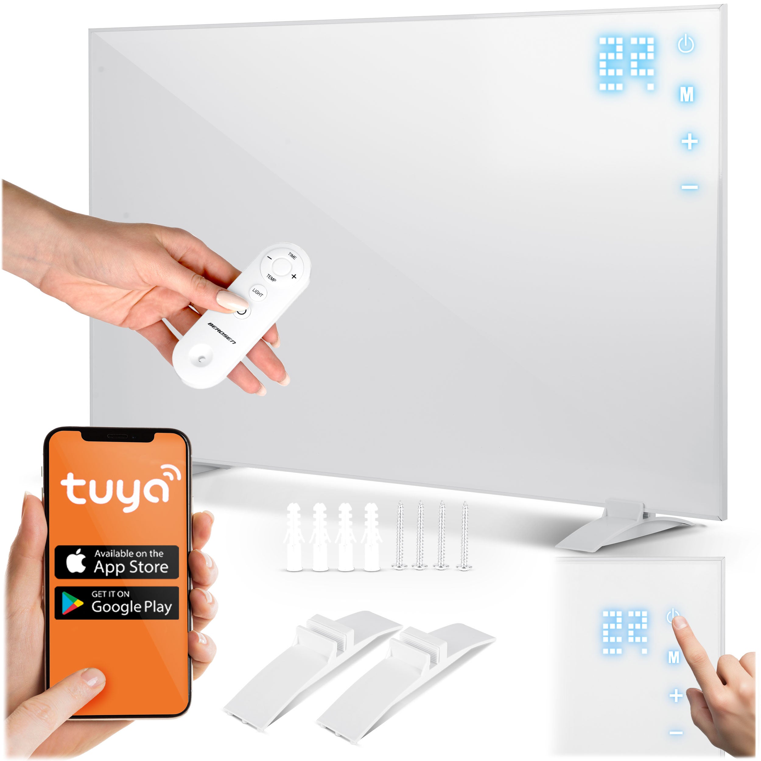 Grzejnik na podczerwień panel grzewczy pilot WiFi aplikacja promiennik 100x60 BERDSEN 398100