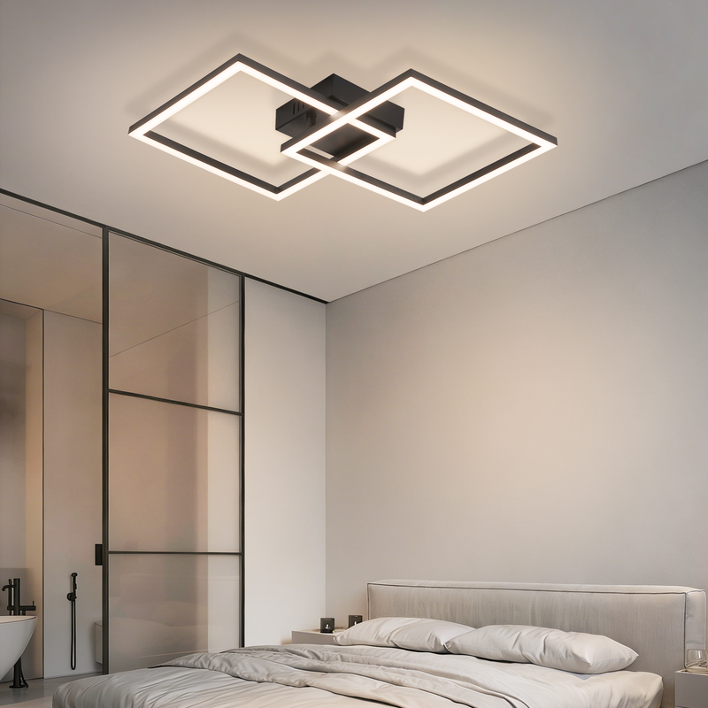 Nettlife Plafonnier LED pour chambre à coucher - Lampe de salon noire 24 W, lampe de cuisine blanche neutre 4000 K, design moderne et orientable - 3