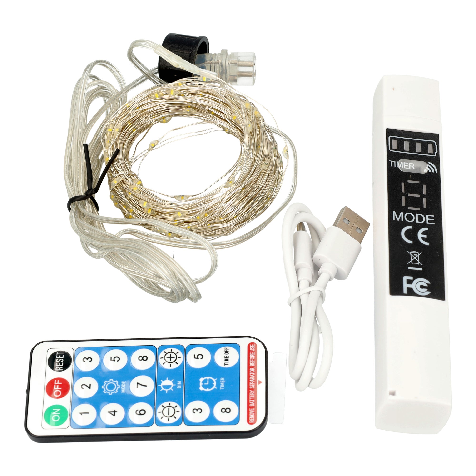 Jandei Guirlande lumineuse USB rechargeable 20m 200leds Warm avec télécommande Batterie 1800MA - 3