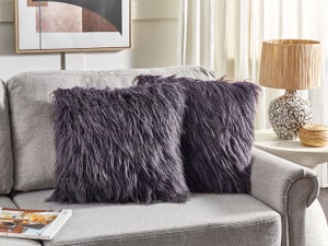 Housses De Coussin En Fourrure Synthétique Douce - Lot De 2 - Dimensions 30x50 Cm - Couleur Caramel Avec Citrouilles - Pour Canapé, Chambre
