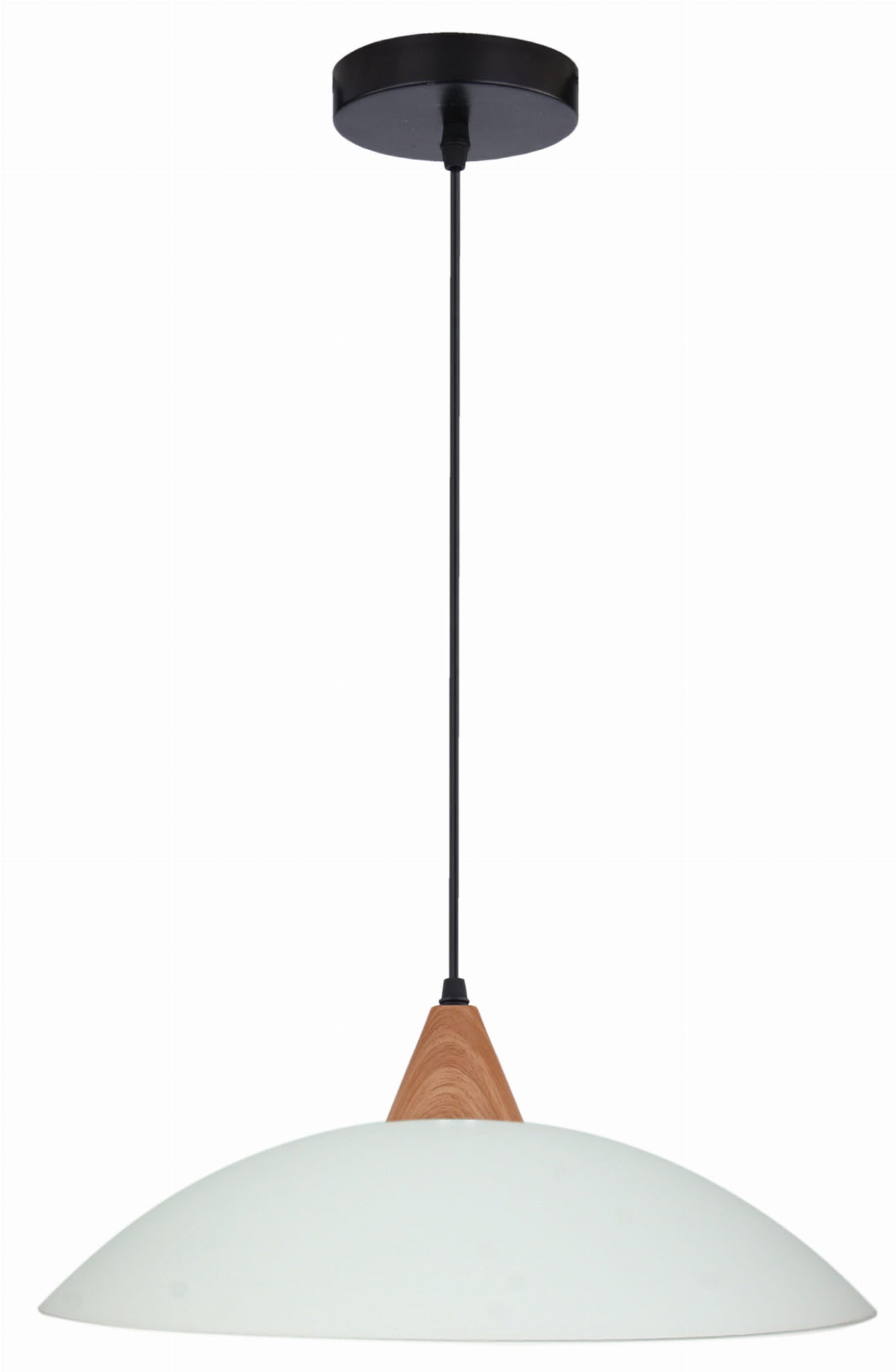 Lampa wisząca Otriks czarno-biała-jasne drewno 1xE27x60W wym: 100 x 40 x 40 cm szkło Candellux