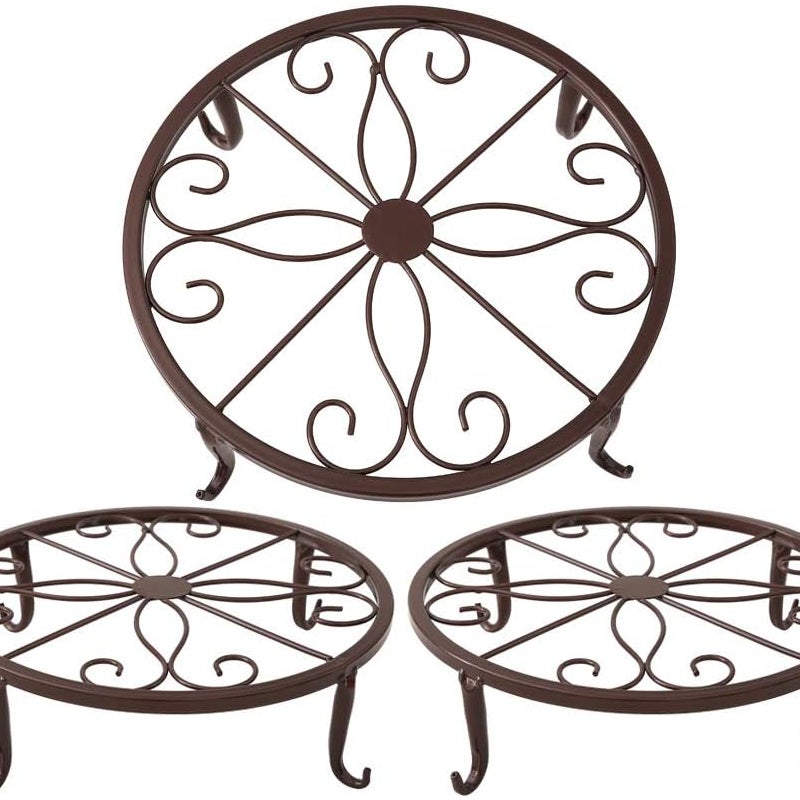 Brązowy uchwyt na doniczkę 23 x 23 x 11,5 cm, stojak na sukulenty do użytku wewnątrz i na zewnątrz, 3 sztuki