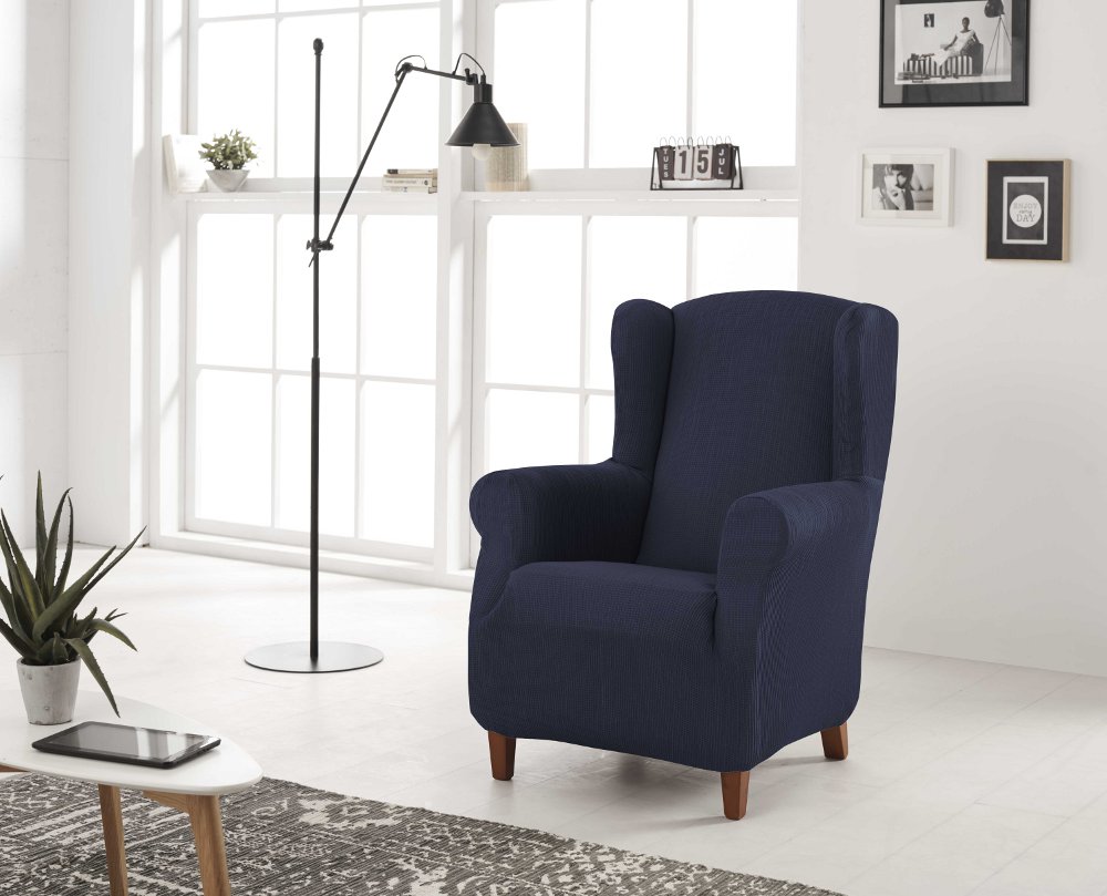ESTORALIS | Funda Sillon Tejido Elastico Resistente | Para Sillon Orejero | Tamaño ( de 70 a 110 cm. ) Modelo BERTA Color Marino - 2