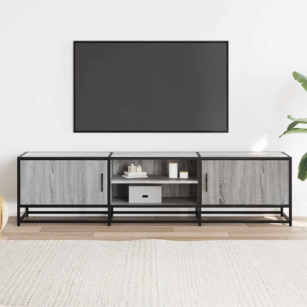 Meuble TV sonoma gris 160x35x41 bois d'ingénierie et métal - 3