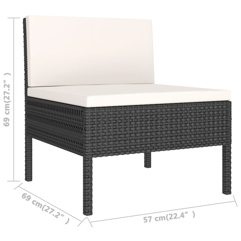 Maison Exclusive - Set Divani da Giardino 5 pz con Cuscini in Polyrattan Nero - 9