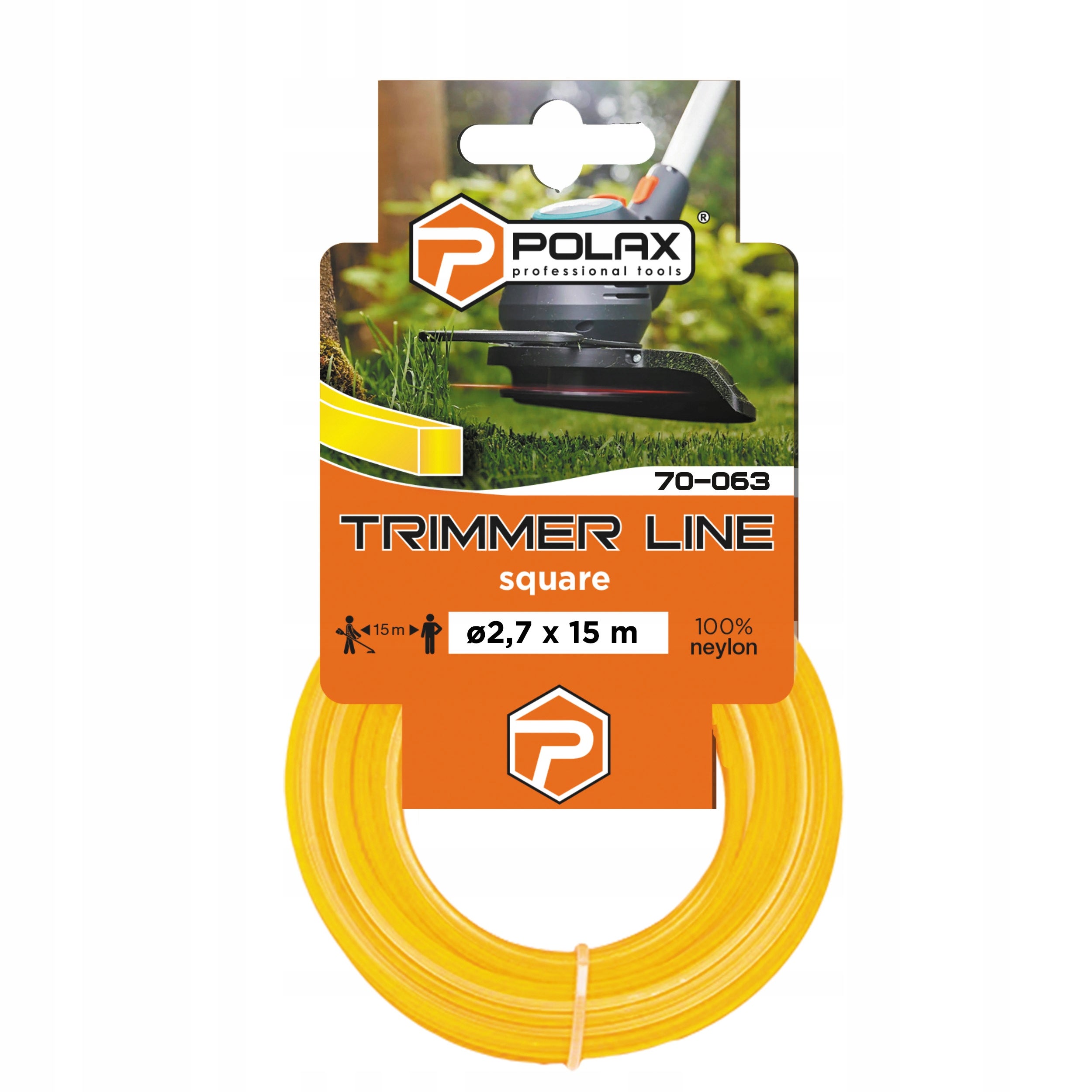 Żyłka tnąca do podkaszarek trimmer Kwadrat 2.7mm x 15m Polax