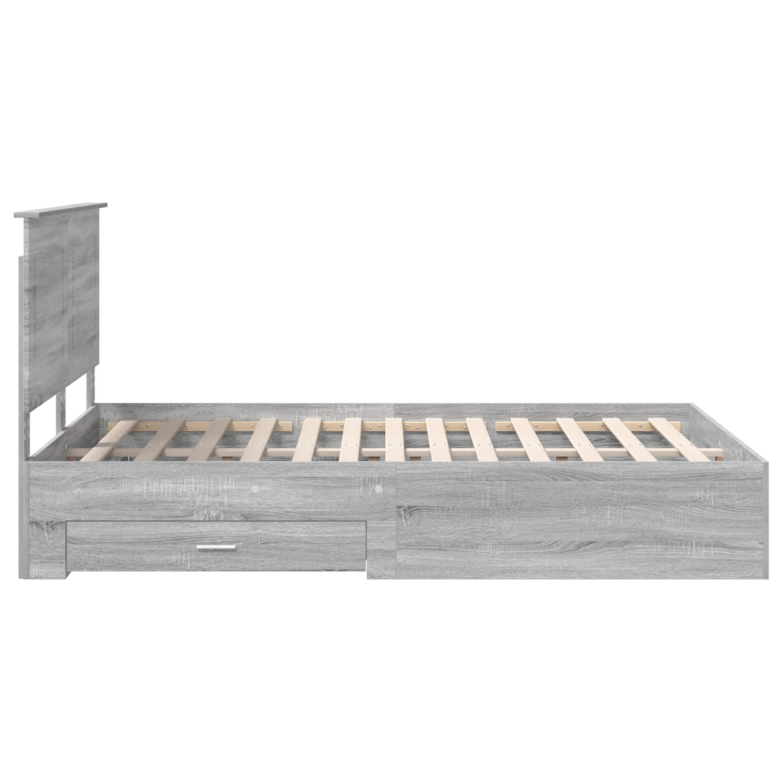 Cadre de lit en panneau de bois gris pour la chambre, 140 × 190 cm - 9