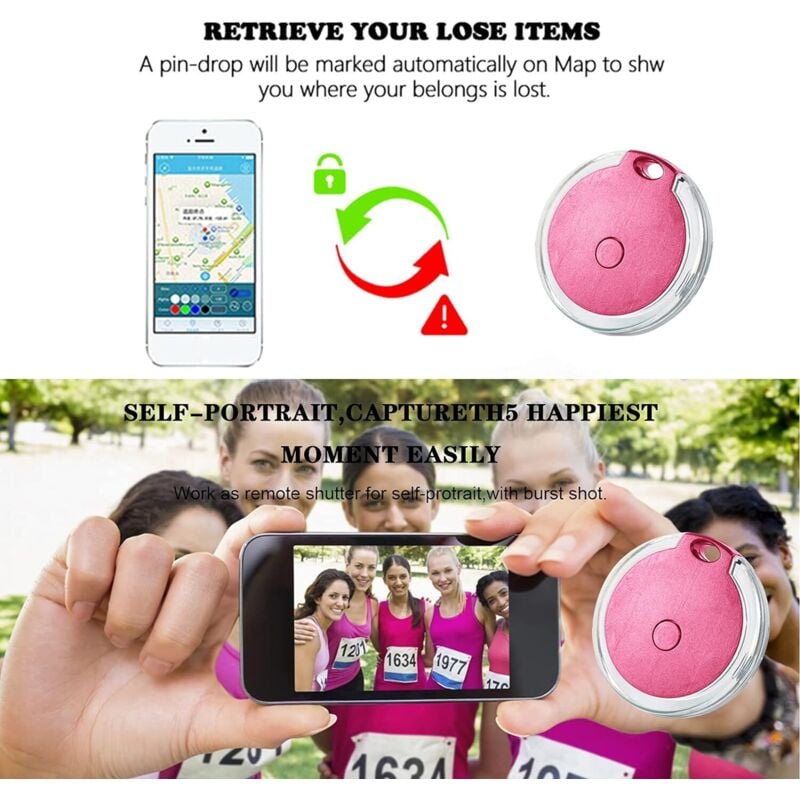 Lot de 4 mini localisateurs GPS étanches et portables Bluetooth pour bagages/enfants/animaux/chat/chien - 3