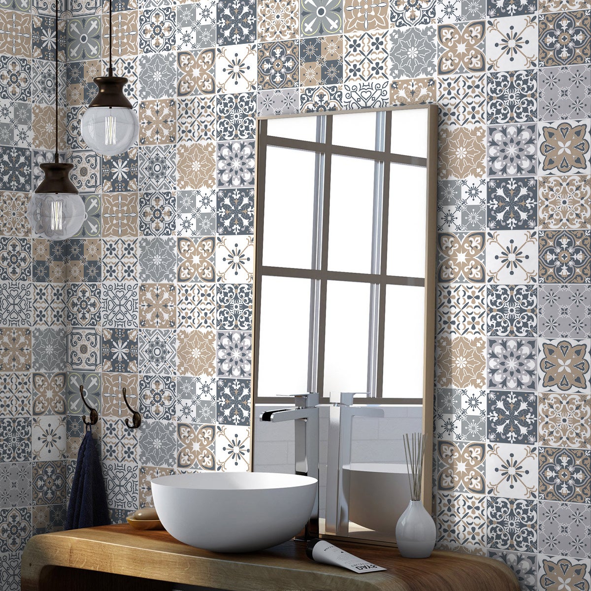 24 adesivi piastrelle di cemento azulejos bruniona - Sticker adesivo - adesivi murali - 24stickers10x10cm - 5