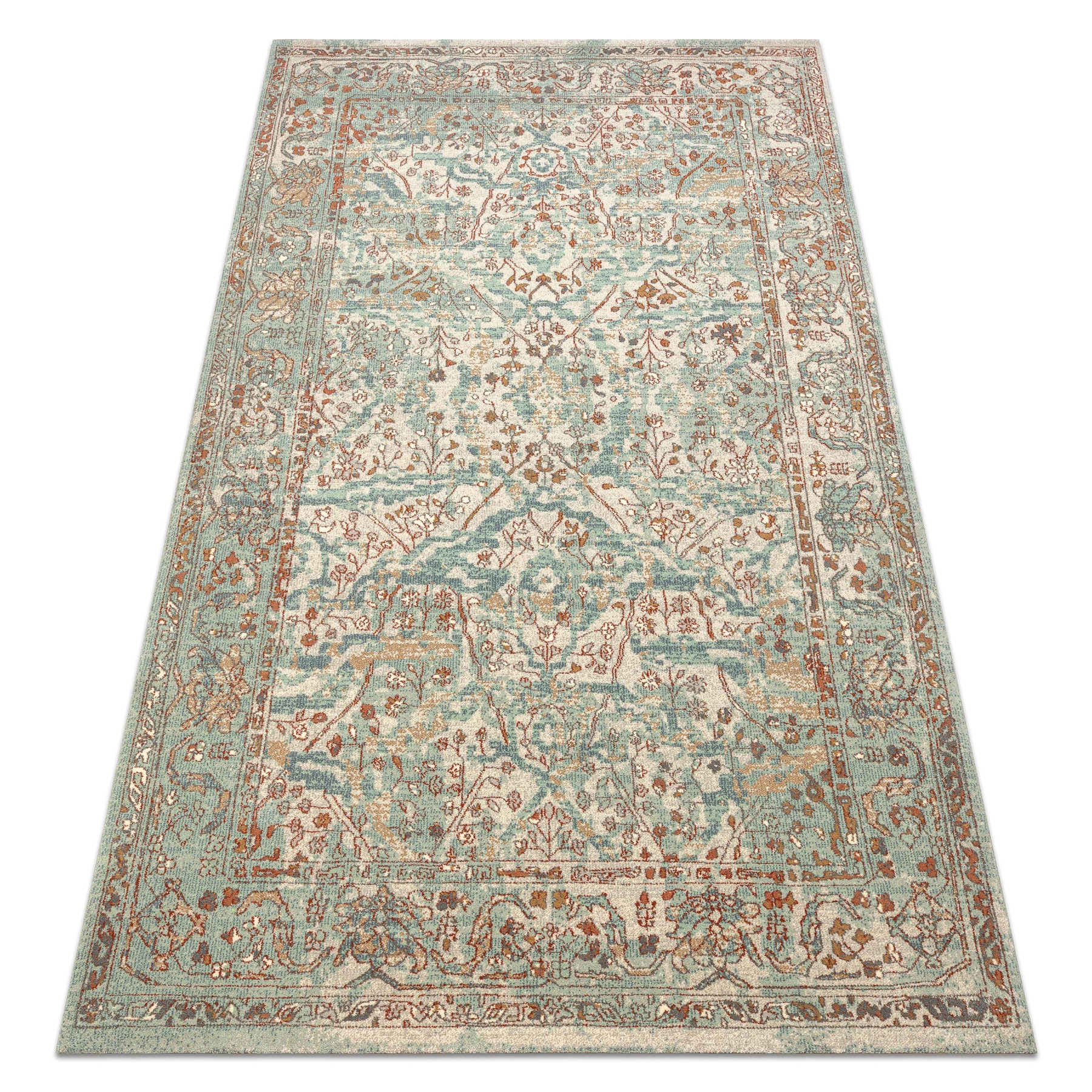 Dywan SOHO 477.04.LA400 wełniany OSTA - Ornament, ramka naturalny zielony / beż 135x200 cm
