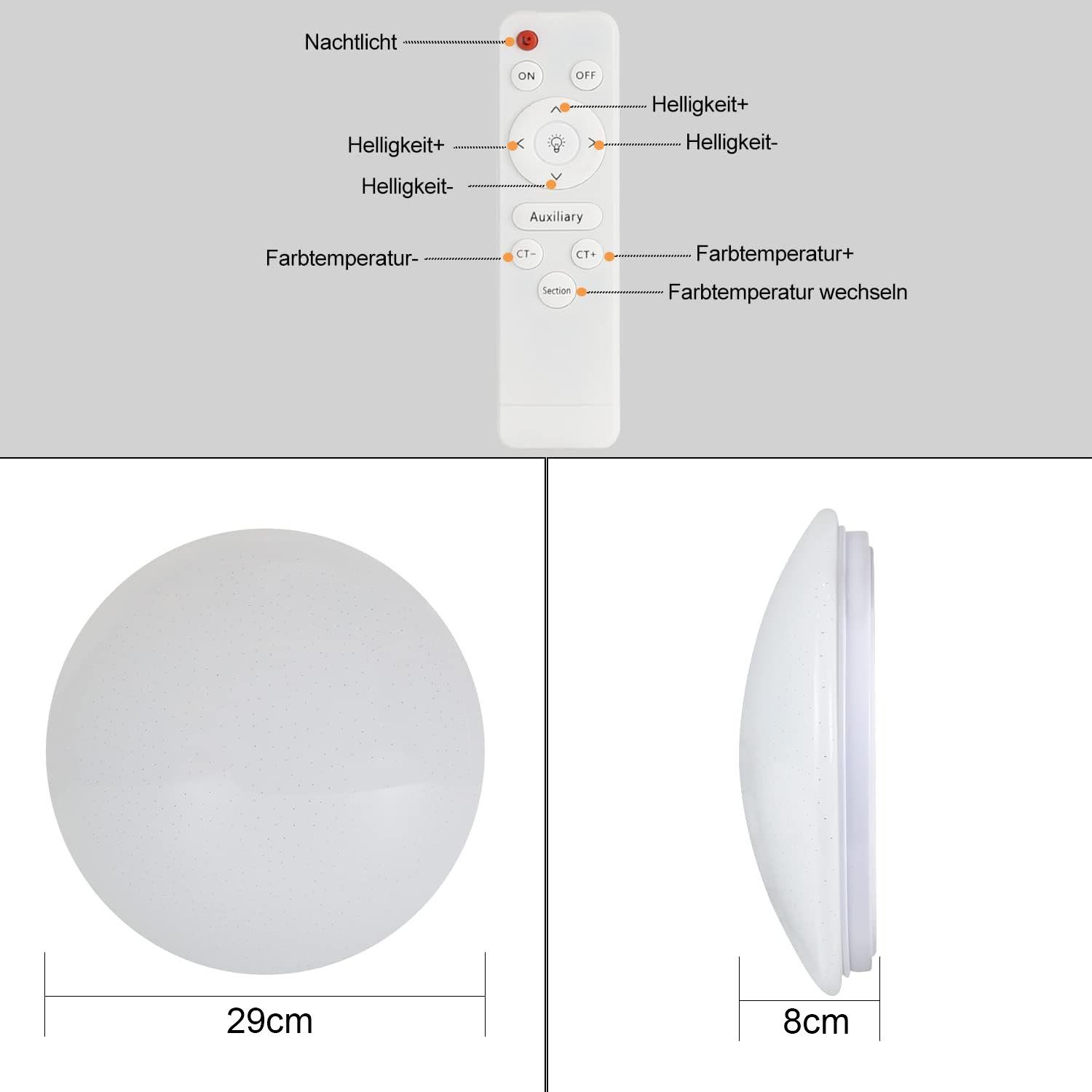 NETTLIFE Plafoniera LED Cielo Stellato Lampada da Camera da Letto Dimmerabile con Telecomando 37 W Lampada da Cameretta per Bambini 28 cm per - 5