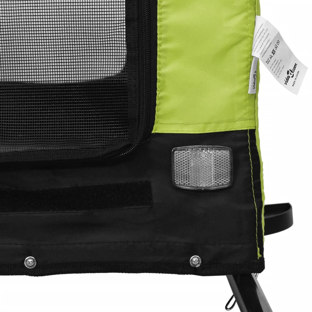 vidaXL Remorque de vélo pour animaux de compagnie vert et noir - 8
