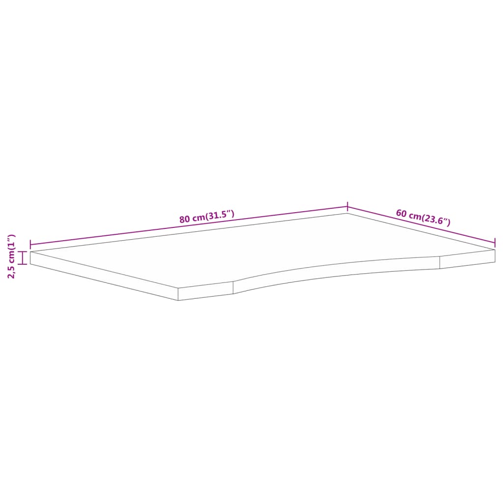 Tampo de mesa | Tampo de secretária com curva 80x60x2 | 5 cm mangueira áspera maciça CFW18906 - 8