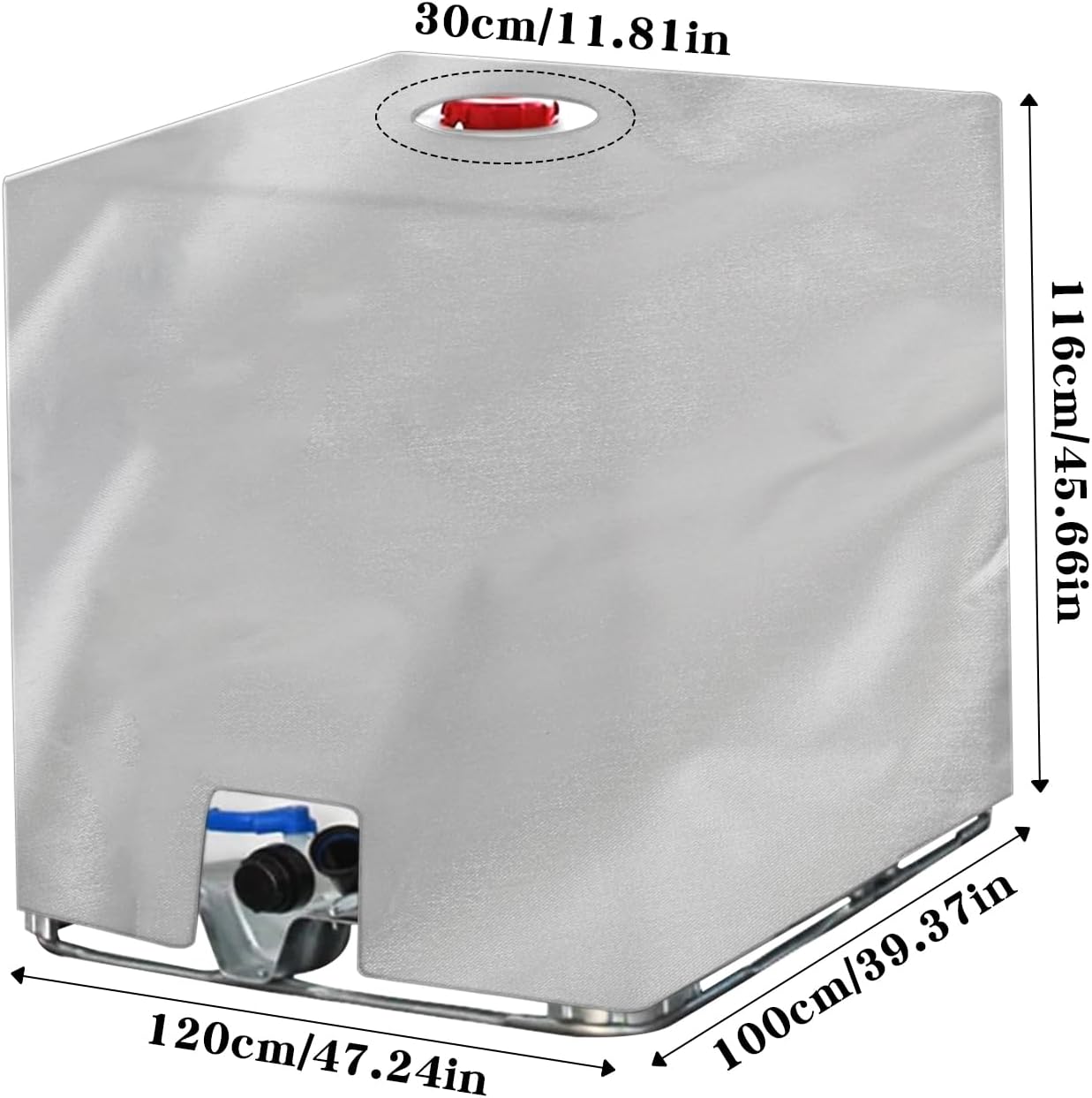 Bache de Réservoir d'eau Couvercle, Anti-UV Anti-Poussière Bache de Housse Protection,Bache pour Cuve 1000L IBC, Bouchon Cuve a Eau Bâche, Housse Cuve - 2