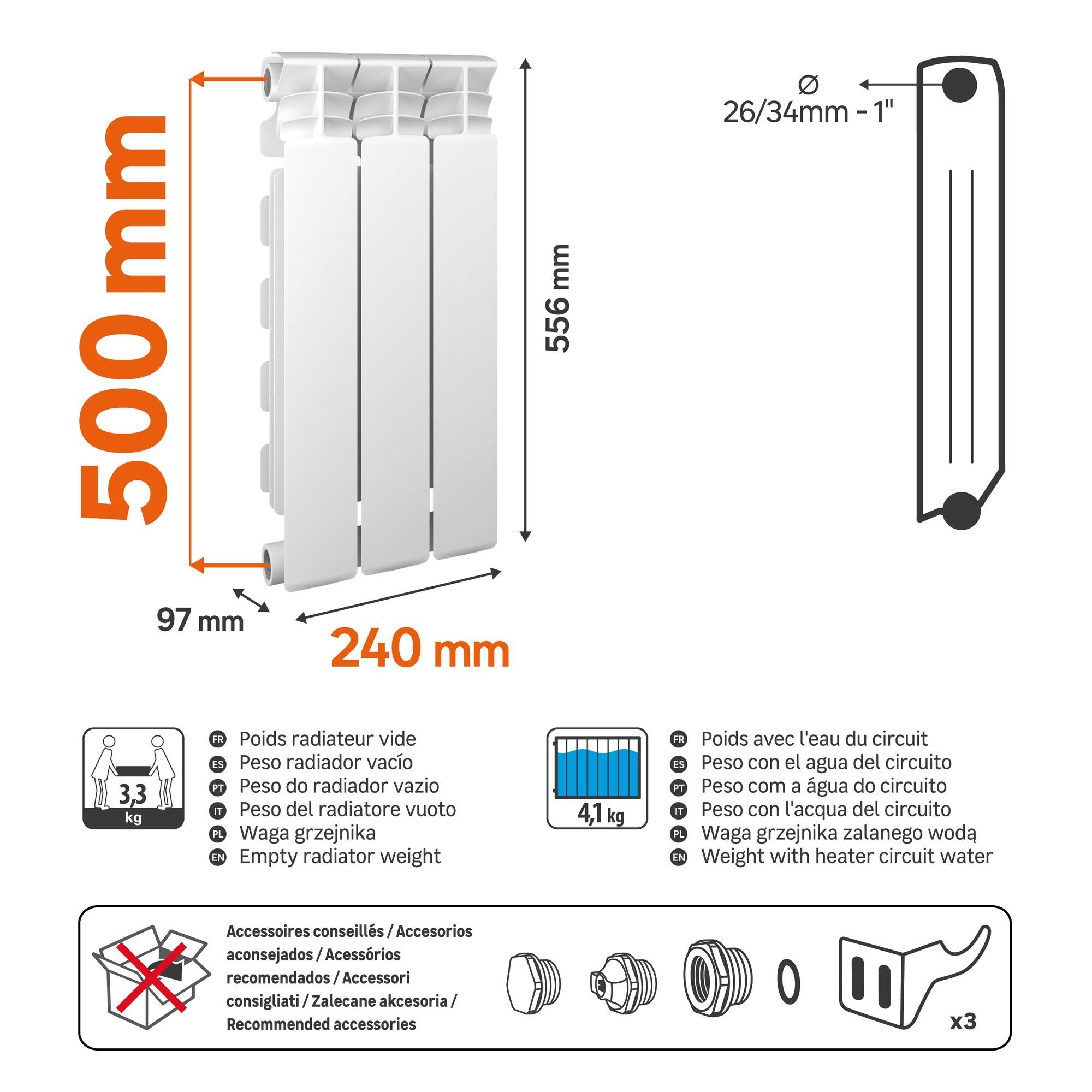 Radiateur à eau EQUATION 50 3 éléments - 4
