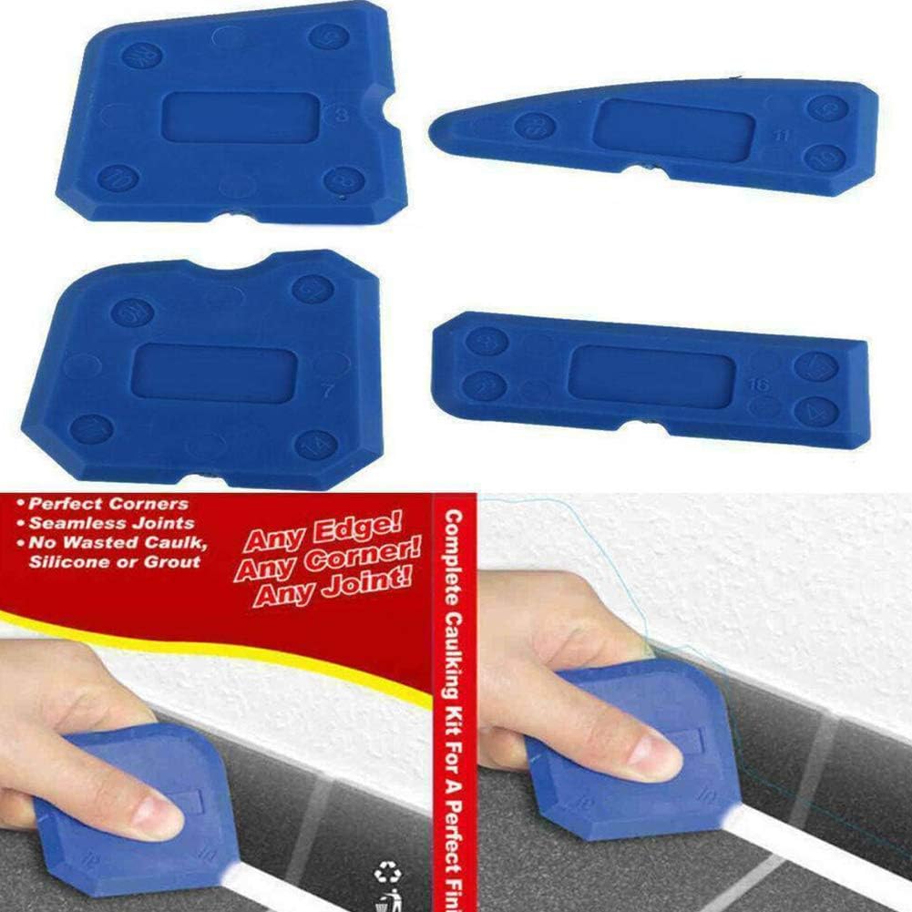 Kit de herramientas para calafateo, herramientas selladoras de silicona, herramienta para quitar calafateo, 4 Uds. (azul) - 4