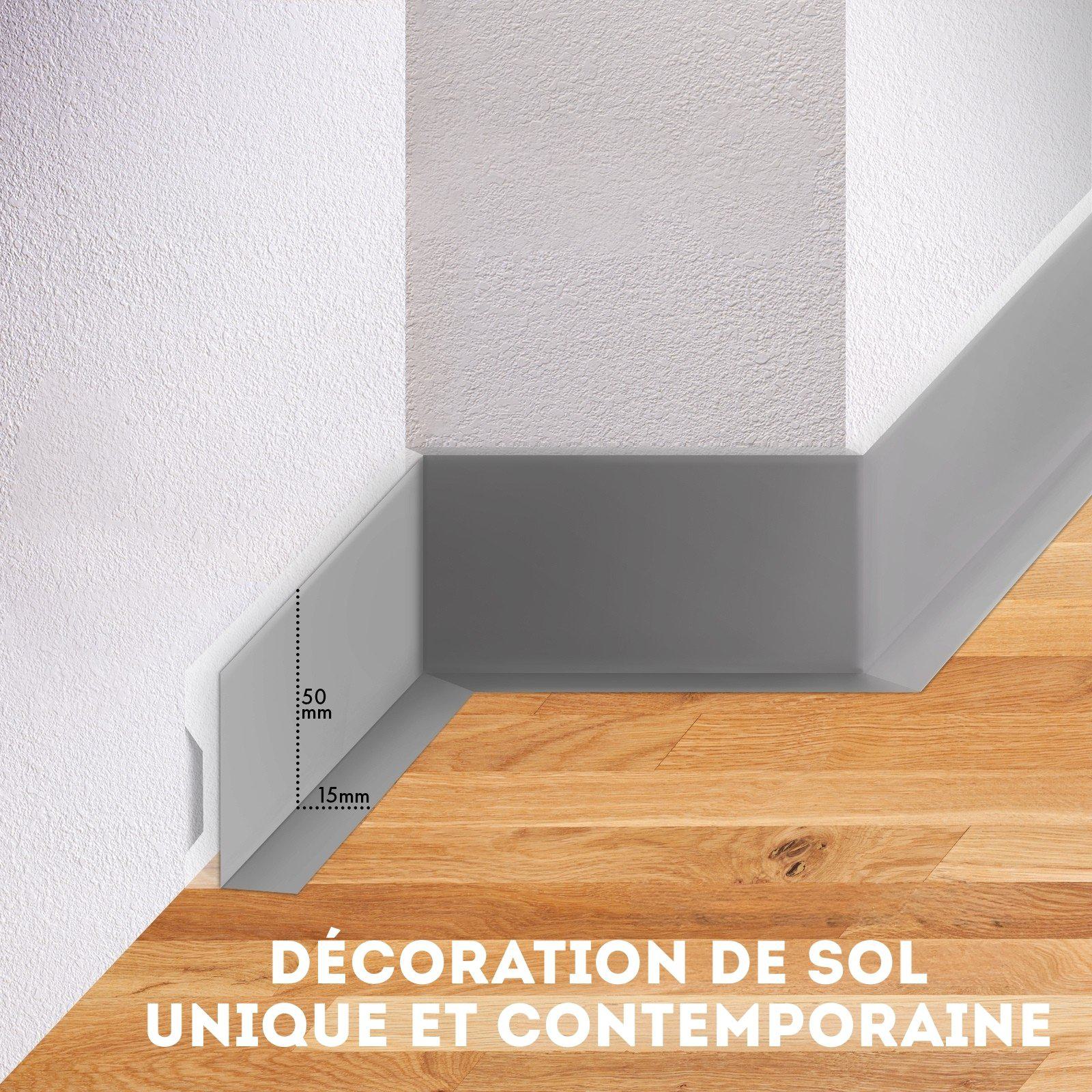 Plinthe auto-adhésive, 50 x 15 mm, Gris, L = 10 m, Plinthe de cuisine, Plinthe PVC flexible - 3