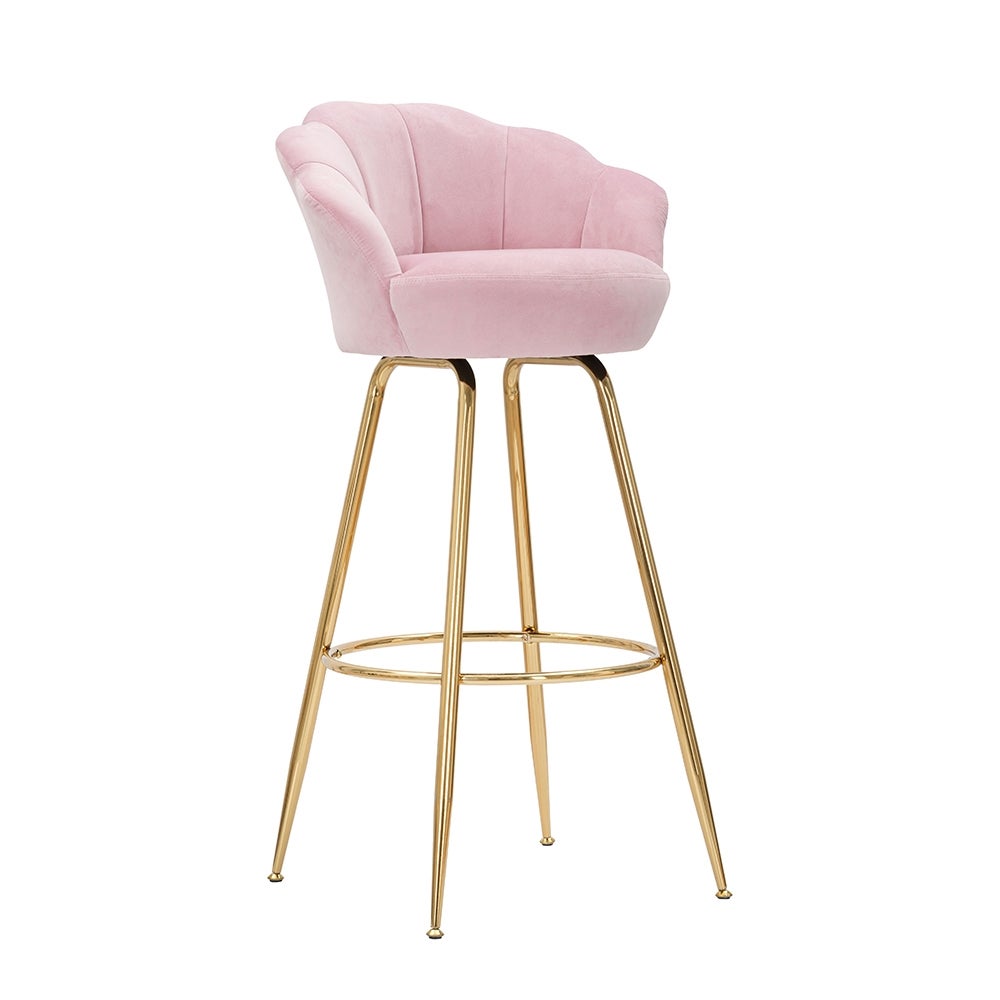 Taburete de bar cocina con respaldo floral patas doradas h90cm Vienna - 3