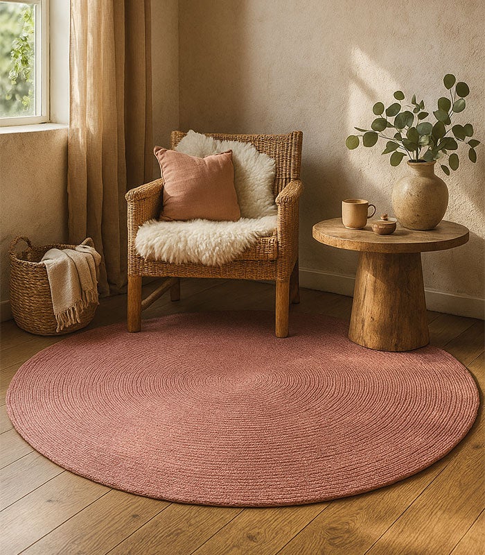 Hamid - Tapis rond d'extérieur et d'intérieur NANSA ROUGE CERISE 120X120 - 3