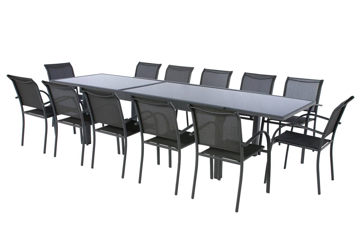 Table de jardin extensible Piazza Anthracite & Graphite - Hespéride - 5