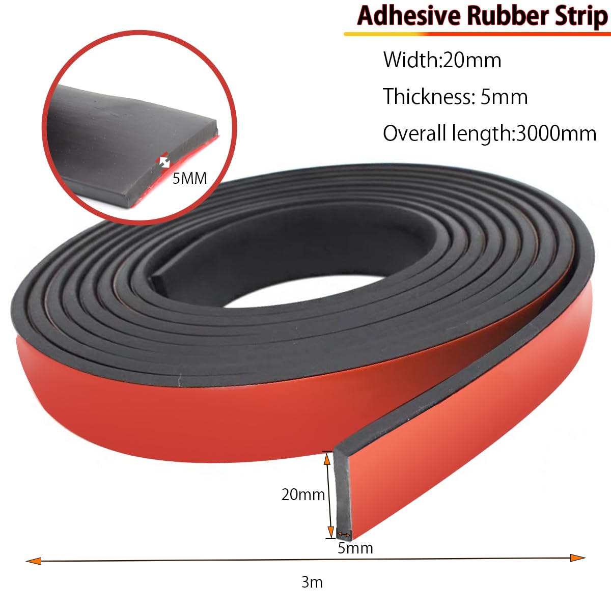 Rouleau De Feuille Caoutchouc Néoprène - Joint Solide 1/8" X 0,6" X 5' - Uxcell