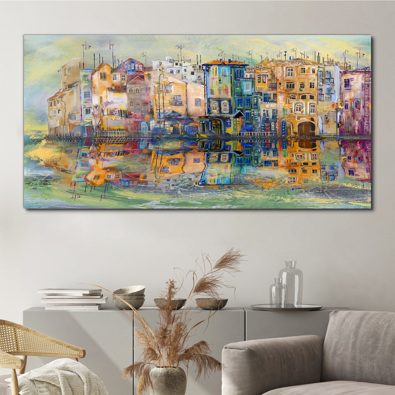 Tableau sur Toile 140x70 cm Tulup – Impression Murale, Idéal pour Salon et Chambre – Ville sur l'eau - 3