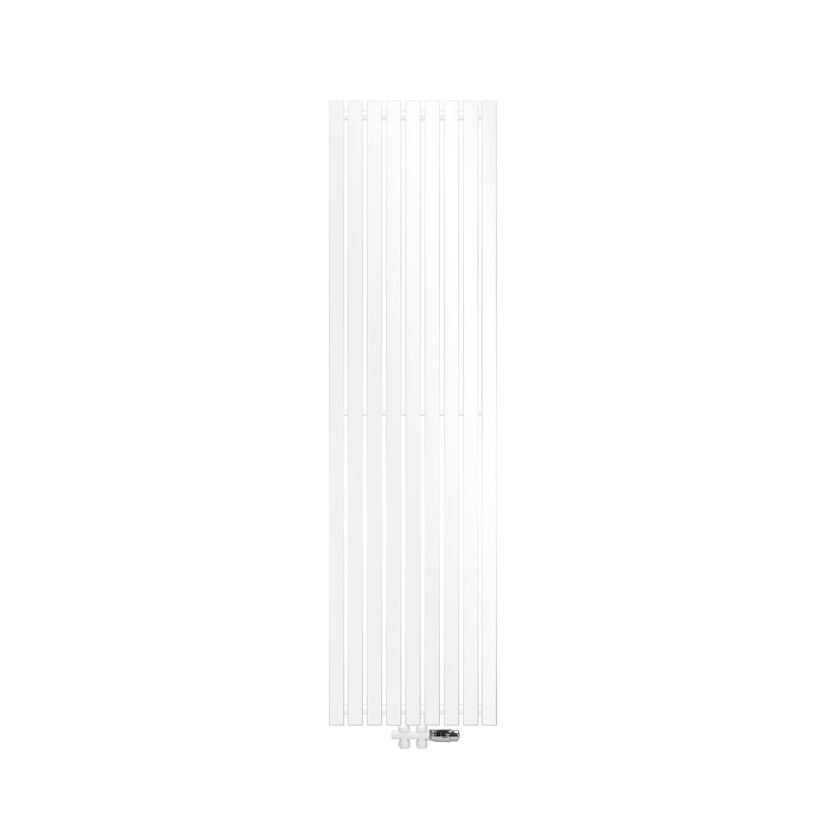 LuxeBath grzejnik plytowy Stella podlaczenie srodkowe pionowe 480 x 1800 mm bialy z zestawem przylaczeniowym z termostatem proste podlaczenie