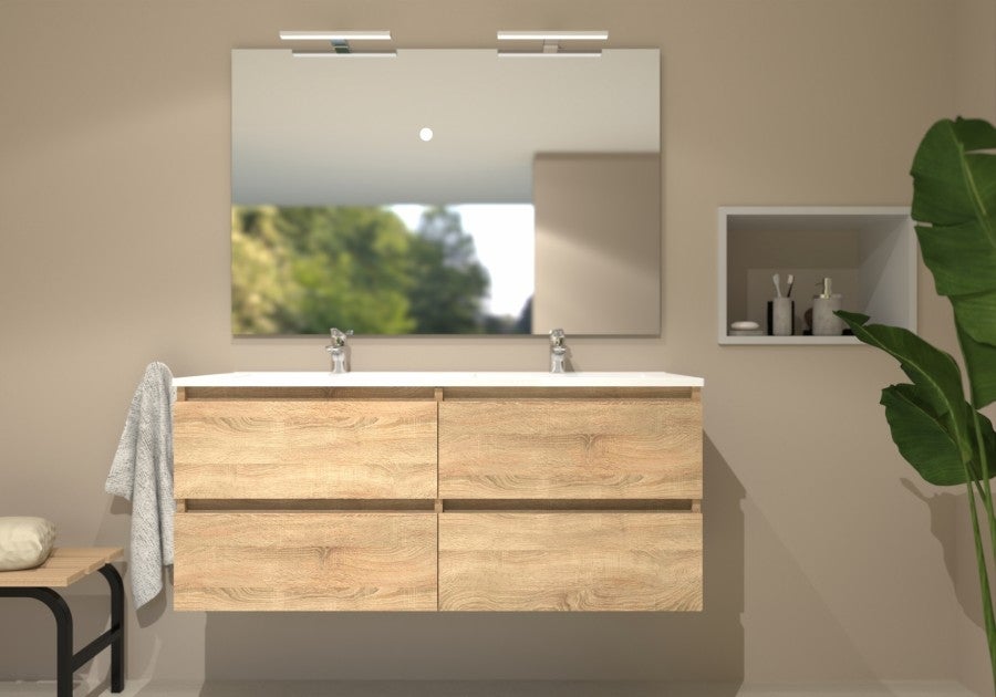 Meuble double vasque HALO 120cm 4T Bois Clair - 2