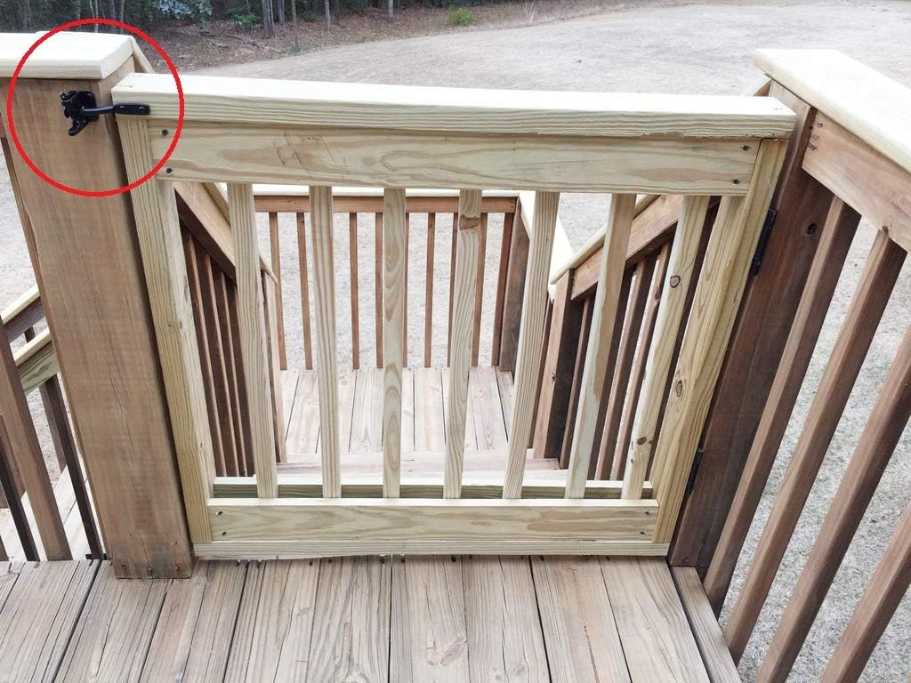 Verrou de Portail Verrouillage automatique-Serrure Métal à Boulon-Loquet Acier à Gravité Clôture Jardin-Noir-Vis de Fixation Fournis - 5