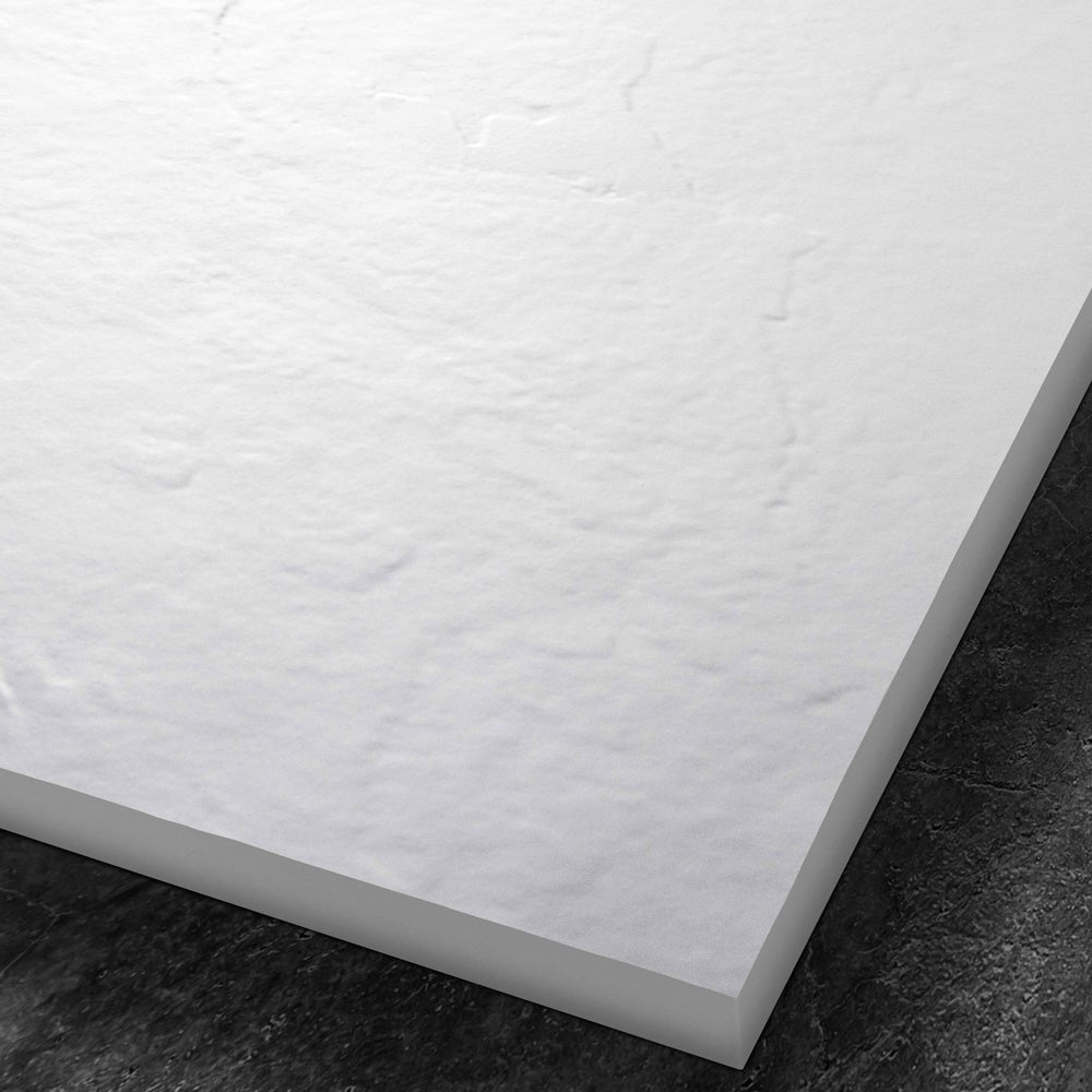 Receveur résine 120 x 80 cm blanc effet ardoise - grille carrée excentrée - 6