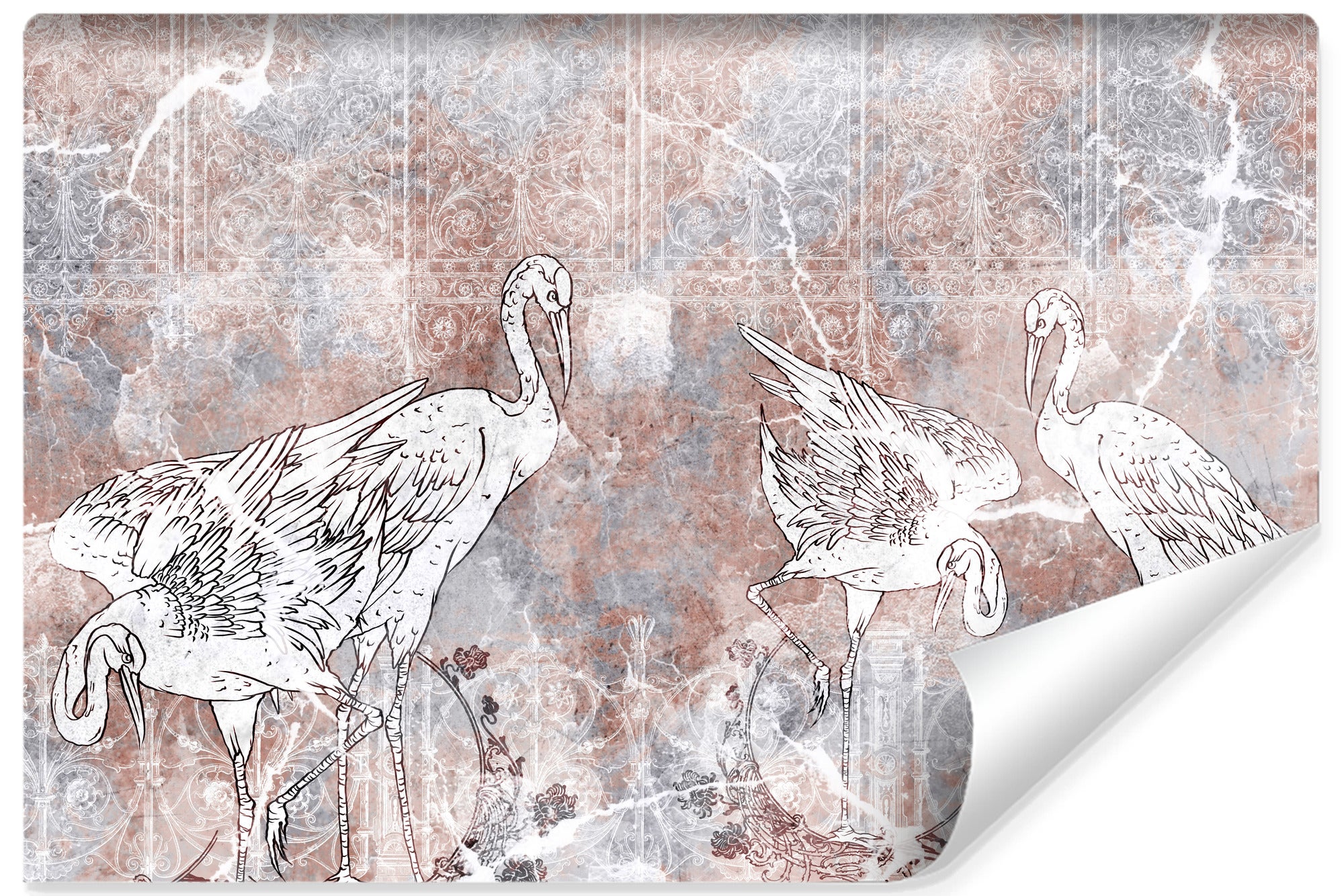 Papier Peint Intissé Photo OISEAUX Ornements Vintage 270cm x 180cm